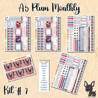 Kit # 7      A5 Plum Paper ANY Month and Dashboard Pages