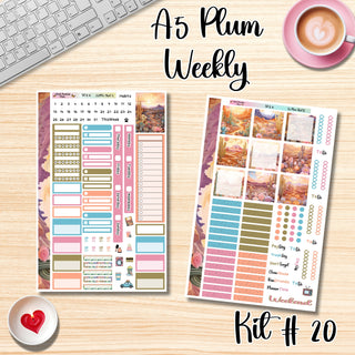 Kit 20       A5 Plum Paper Weekly MAE Layout, Vertical Columns or Hourly Columns