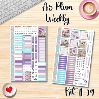 Kit 19       A5 Plum Paper Weekly MAE Layout, Vertical Columns or Hourly Columns