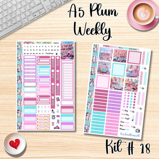 Kit 18       A5 Plum Paper Weekly MAE Layout, Vertical Columns or Hourly Columns