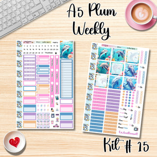 Kit 15        A5 Plum Paper Weekly MAE Layout, Vertical Columns or Hourly Columns