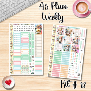 Kit 12        A5 Plum Paper Weekly MAE Layout, Vertical Columns or Hourly Columns