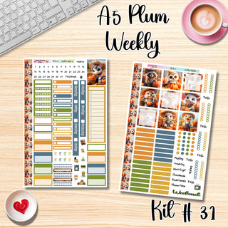 Kit 31      A5 Plum Paper Weekly MAE Layout, Vertical Columns or Hourly Columns