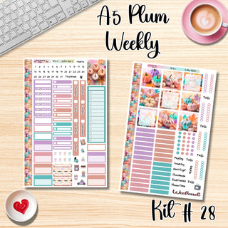 Kit 28      A5 Plum Paper Weekly MAE Layout, Vertical Columns or Hourly Columns