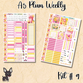 Kit # 9        A5 Plum Paper Weekly MAE Layout, Vertical Columns or Hourly Columns