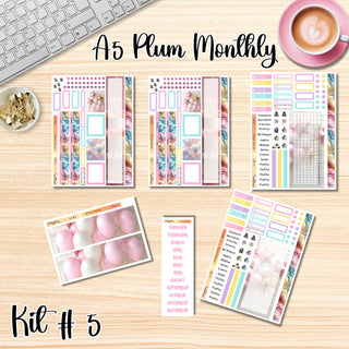 Kit # 5      A5 Plum Paper ANY Month and Dashboard Pages