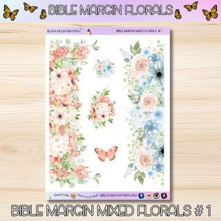 Mixed Florals Bible Margin Stickers # 1      BIBLE MARGINS