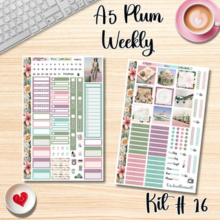 Kit 16       A5 Plum Paper Weekly MAE Layout, Vertical Columns or Hourly Columns