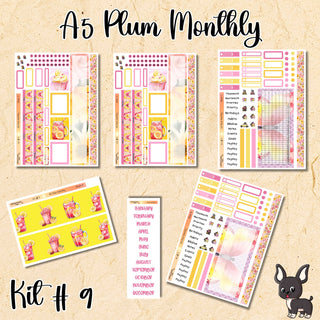 Kit # 9      A5 Plum Paper ANY Month and Dashboard Pages