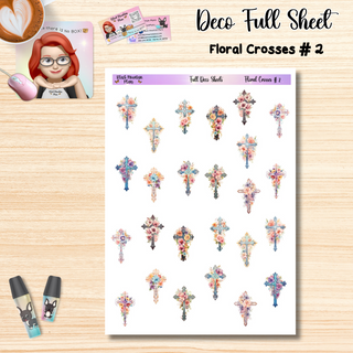 Floral Crosses # 2 Faith Full Size Sheet of Deco Stickers