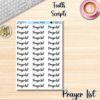 Faith Scripts      PRAYER LIST