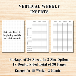 A5 MAE  Vertical Weekly     MAE Planner Inserts
