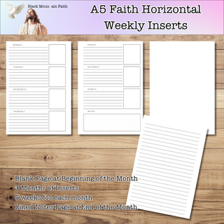 A5 Rings MAE FAITH Horizontal Weekly        MAE Planner Inserts