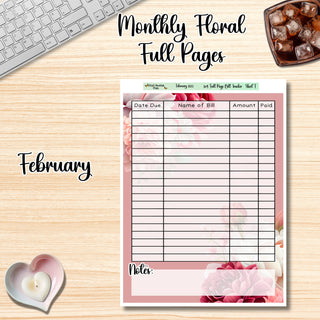 Floral Budget Full Page Bill Tracker February