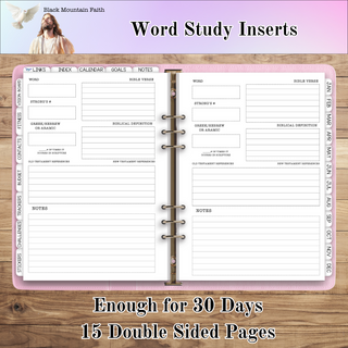 A5 RINGS  FAITH Word Study Inserts      MAE Planner Inserts