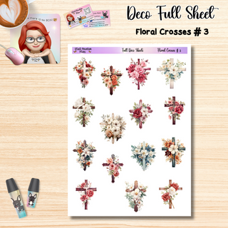 Floral Crosses # 3 Faith Full Size Sheet of Deco Stickers