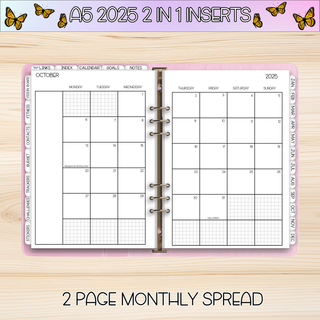 A5 Rings 2 in 1    OCTOBER 2025 DATED Planner Inserts