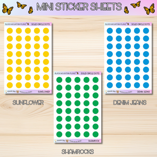 SOLID CIRCLE DOTS  Mini Sticker Sheets