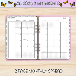 A5 Rings 2 in 1    NOVEMBER 2025 DATED Planner Inserts