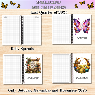 2 in 1 Mini Planners    2025 Last Quarter MOTIVATIONAL ARTWORK  Spiral Bound Notebook Planner