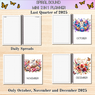 2 in 1 Mini Planners    2025 Last Quarter CHRISTIAN ARTWORK  Spiral Bound Notebook Planner
