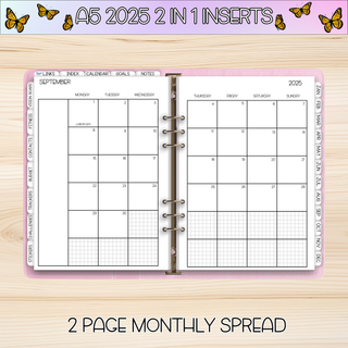 A5 Rings 2 in 1     SEPTEMBER 2025 DATED Planner Inserts