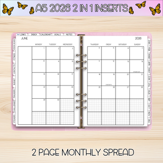 A5 Rings 2 in 1  JUNE 2026 DATED Planner Inserts