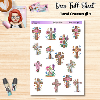 Floral Crosses # 4 Faith Full Size Sheet of Deco Stickers