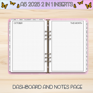 A5 Rings 2 in 1    OCTOBER 2025 DATED Planner Inserts