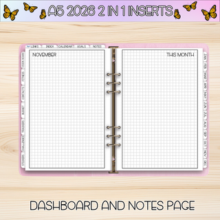 A5 Rings 2 in 1 NOVEMBER 2026 DATED Planner Inserts