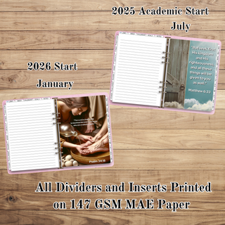 A5 RINGS  FAITH Monthly Dividers and Monthly Inserts      MAE Planner Inserts