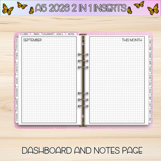A5 Rings 2 in 1  SEPTEMBER 2026 DATED Planner Inserts