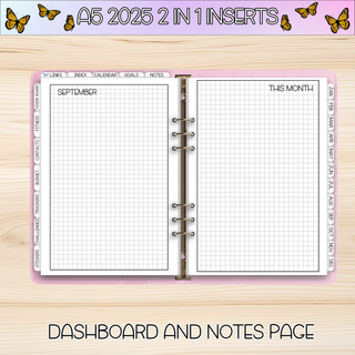 A5 Rings 2 in 1     SEPTEMBER 2025 DATED Planner Inserts