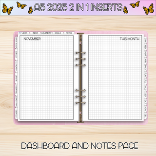 A5 Rings 2 in 1    NOVEMBER 2025 DATED Planner Inserts