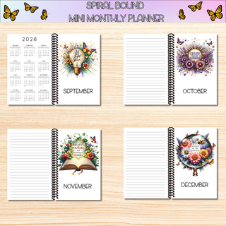 Monthly Mini Planners    MOTIVATIONAL ARTWORK  Spiral Bound Notebook Planners