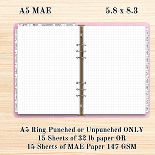 A5 MAE    Dot Grid Notes Pages     MAE Planner Inserts