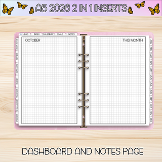 A5 Rings 2 in 1  OCTOBER 2026 DATED Planner Inserts