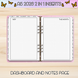 A5 Rings 2 in 1  MAY 2026 DATED Planner Inserts