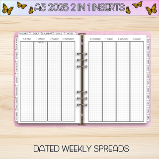 A5 Rings 2 in 1     SEPTEMBER 2025 DATED Planner Inserts
