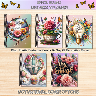 Weekly Mini Planners    MOTIVATIONAL ARTWORK  Spiral Bound Notebook Planners