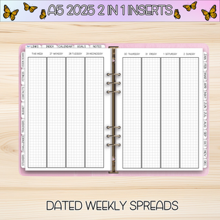 A5 Rings 2 in 1    NOVEMBER 2025 DATED Planner Inserts