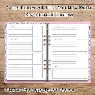 A5 Rings MAE FAITH Horizontal Weekly        MAE Planner Inserts