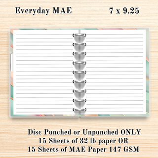 A5 MAE    Lined Notes Pages     MAE Planner Inserts