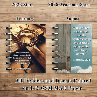 MAE JR. FAITH Monthly Inserts and Dividers       MAE Faith Planner Inserts