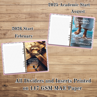 A5 RINGS  FAITH Monthly Dividers and Monthly Inserts      MAE Planner Inserts