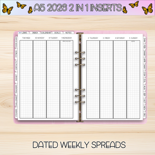 A5 Rings 2 in 1  APRIL 2026 DATED Planner Inserts