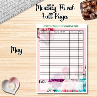 Floral Budget Full Page Bill Tracker May