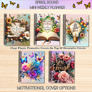 Weekly Mini Planners    MOTIVATIONAL ARTWORK  Spiral Bound Notebook Planners