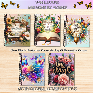 Monthly Mini Planners    MOTIVATIONAL ARTWORK  Spiral Bound Notebook Planners