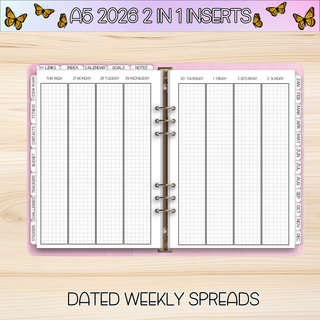 A5 Rings 2 in 1  MAY 2026 DATED Planner Inserts